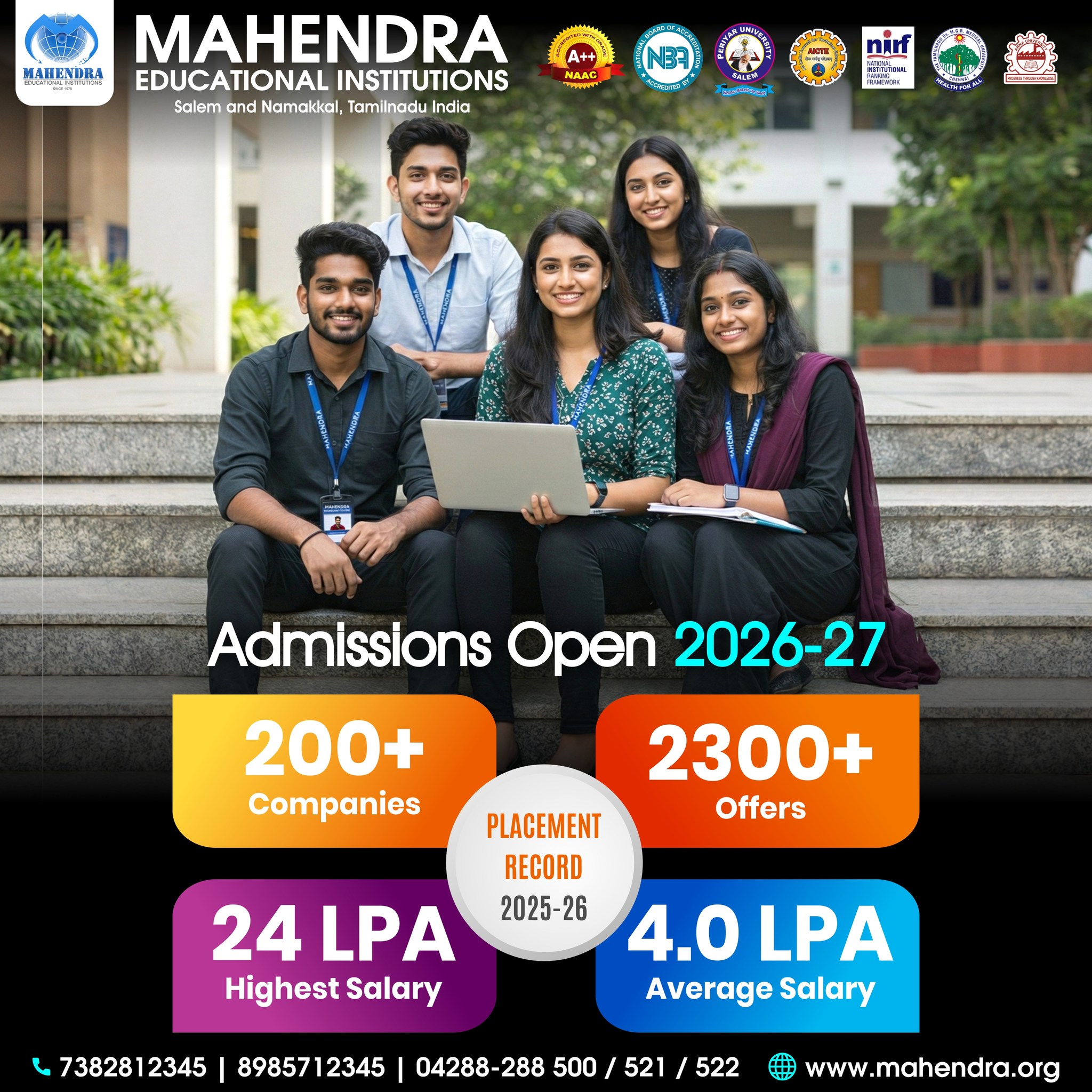 Mahendra Institutions Facebook ad: Students learn in an environment that supports both…