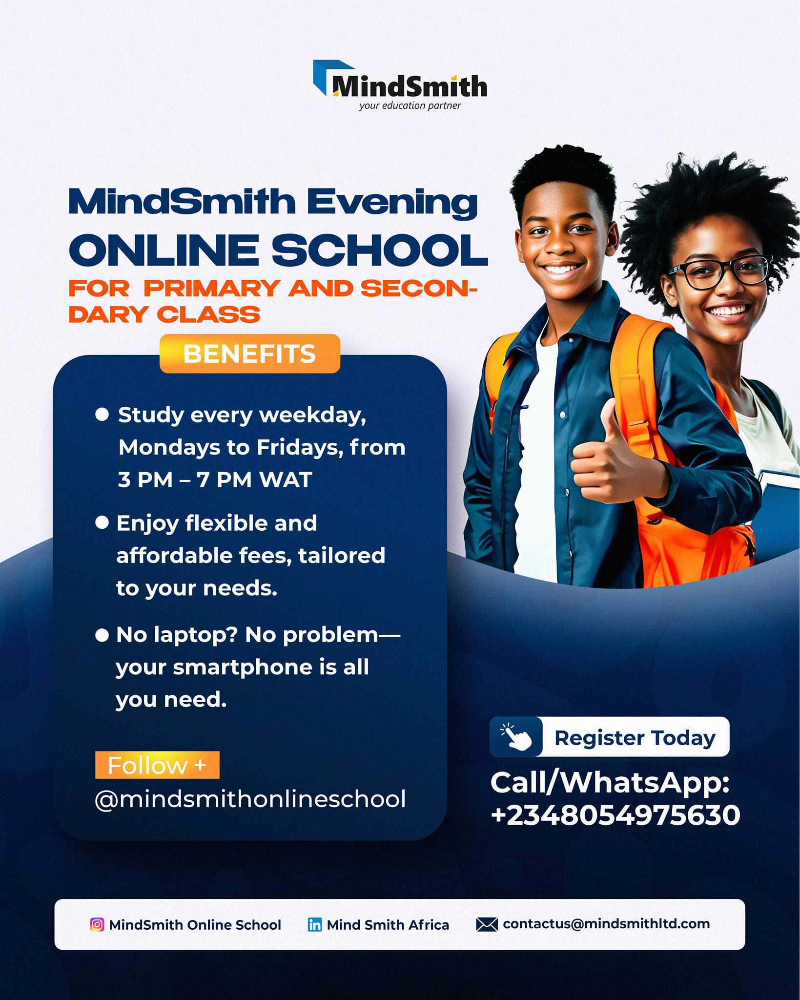 MindSmith Online School Facebook ad: Your child can do better-with the right support.