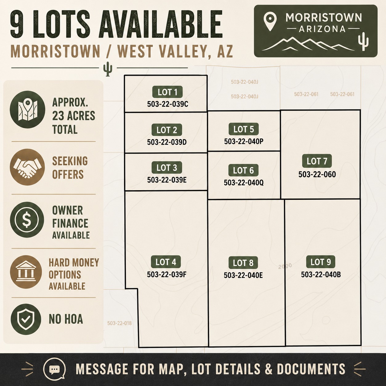Grant Cummings Facebook ad: 9 LOT LAND SALE