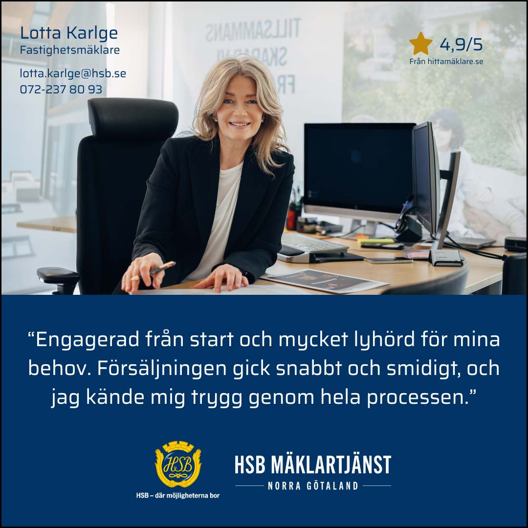 HSB Mäklartjänst Facebook ad: Lotta Karlge | Kontakta mig | Mäklare på HSB Mäklartjänst
