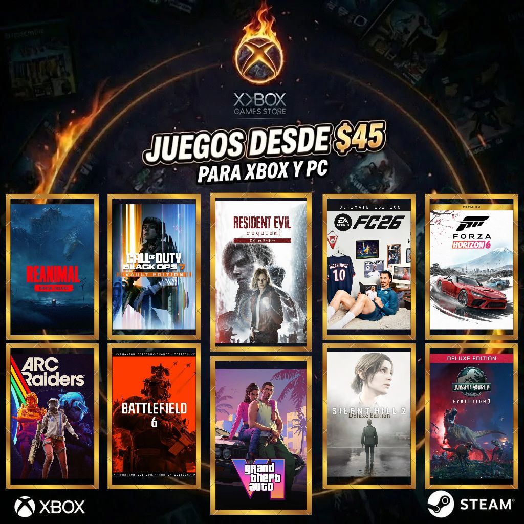 GAMES STORE México Facebook ad: VIDEOJUEGOS PARA XBOX ONE/360/SERIES Y PC