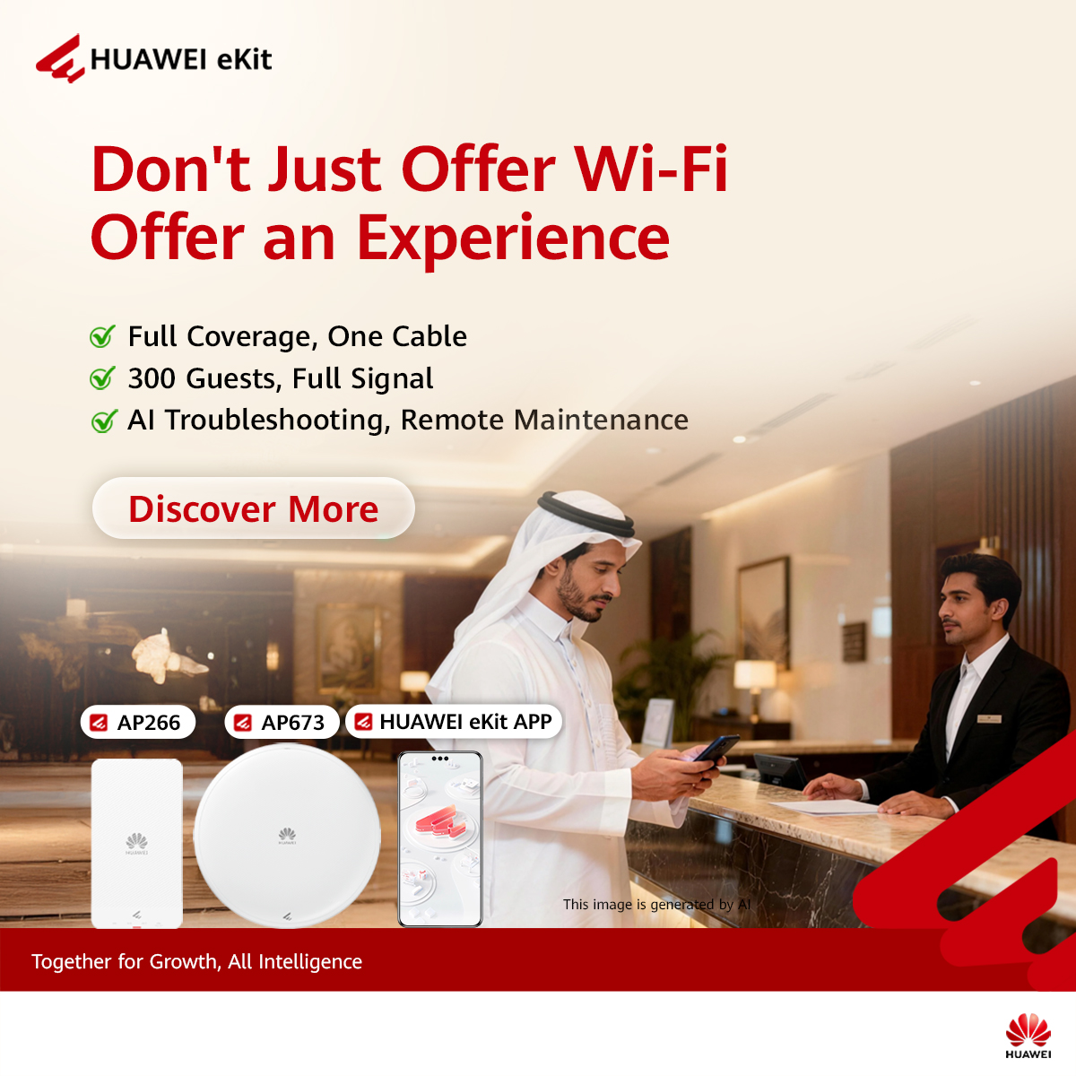 Huawei Enterprise Facebook ad: Why pay more for complex wiring and IT support?
