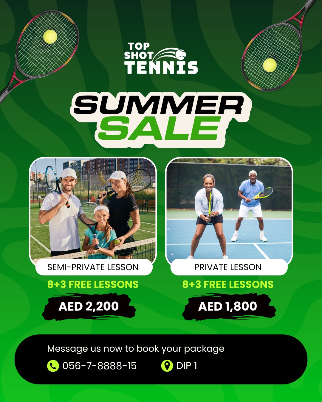 Top Shot Tennis Facebook ad: Summer is the perfect time to improve your…