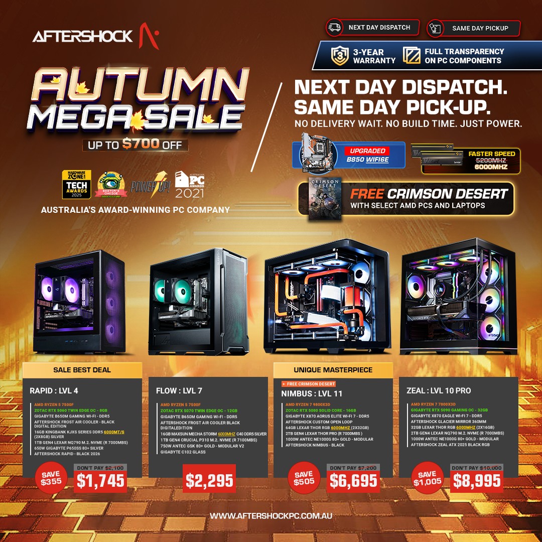 AFTERSHOCK PC Australia Facebook ad