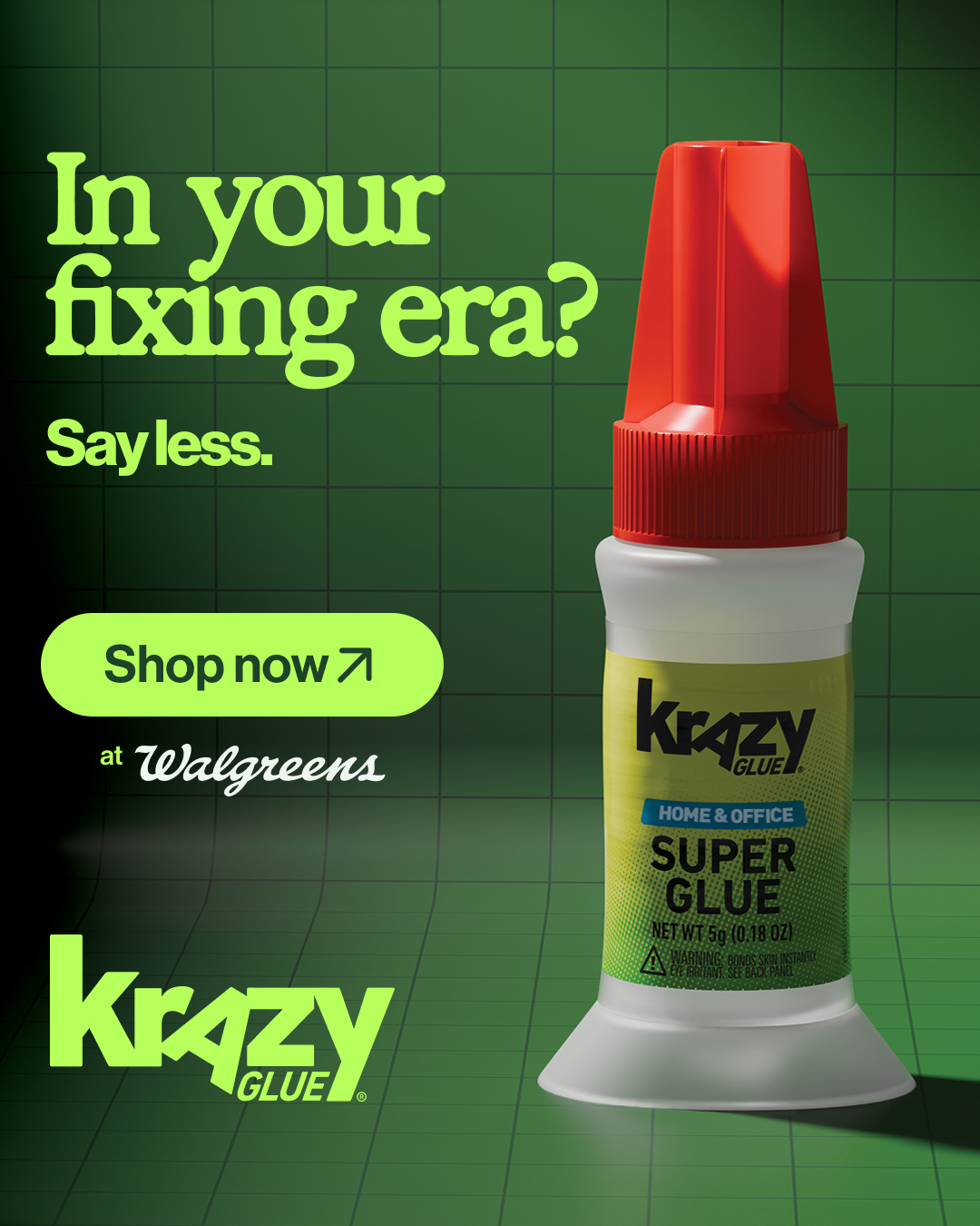 Krazy Glue Facebook ad: One drop and done