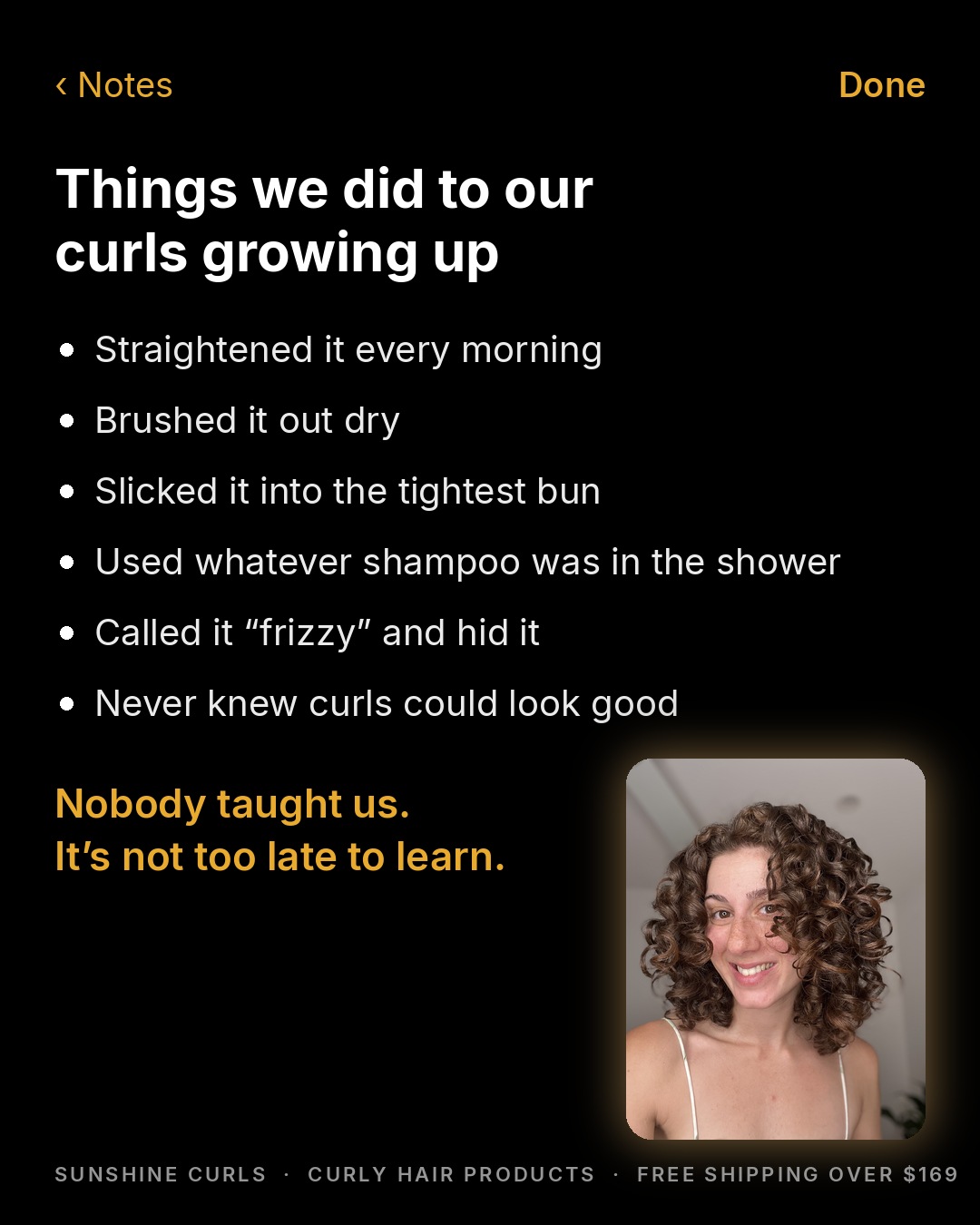 Sunshine Curls Facebook ad: If only I found these products 20 years ago.