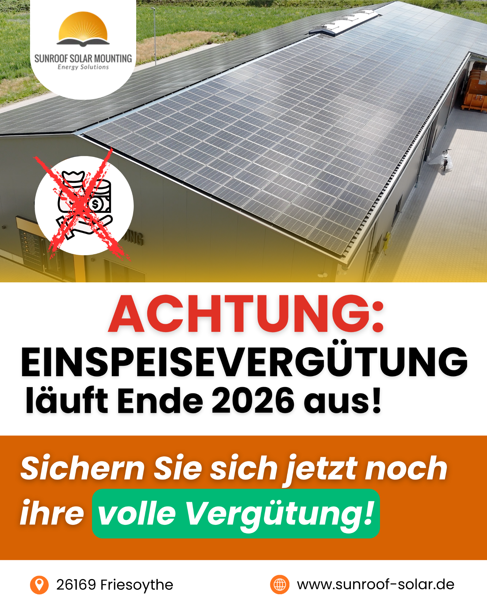Sunroof Solar Mounting GmbH Facebook ad: In 2 Minuten zum Angebot für Solaranlage