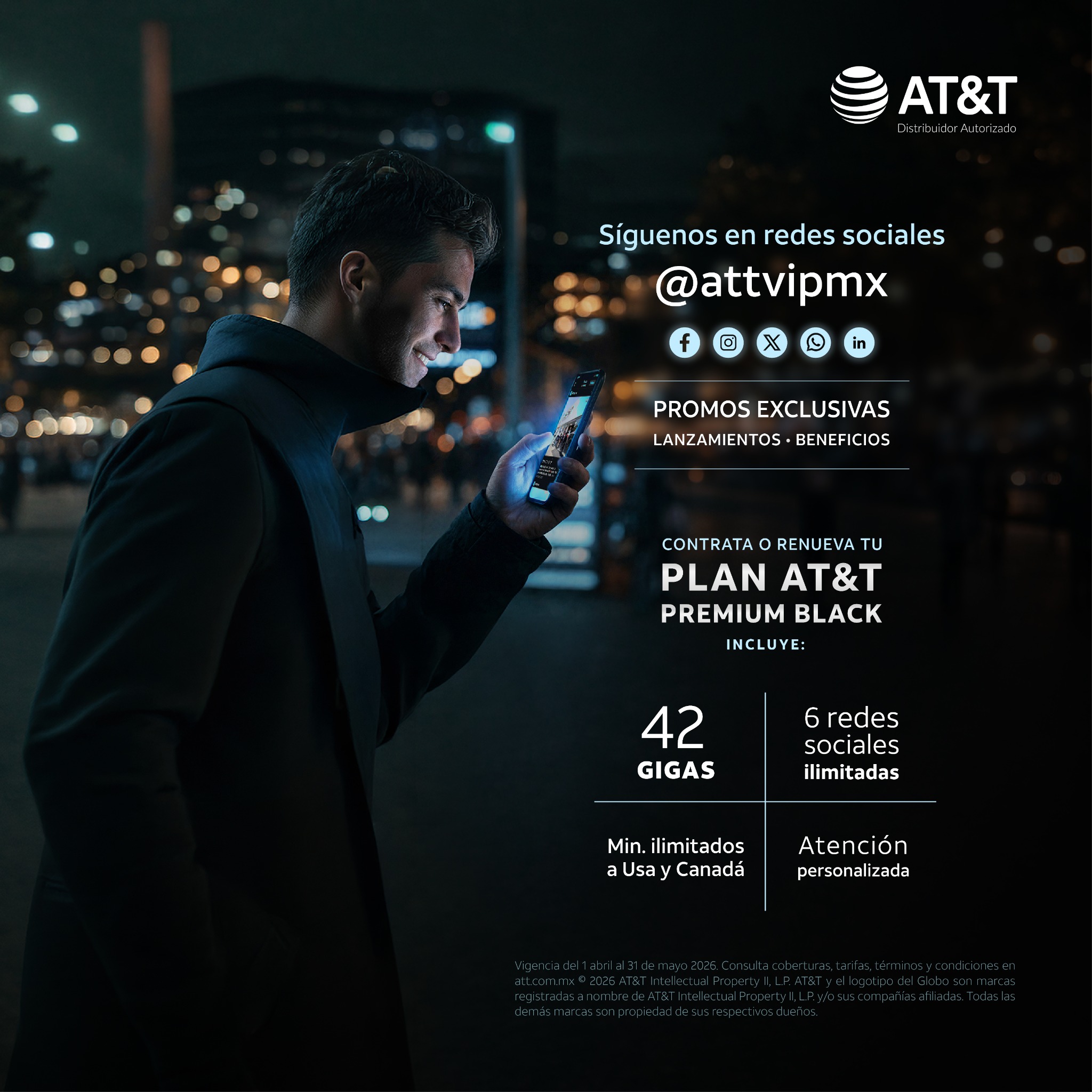 ATTvip MX Facebook ad: Síguenos en redes sociales para más promociones y…