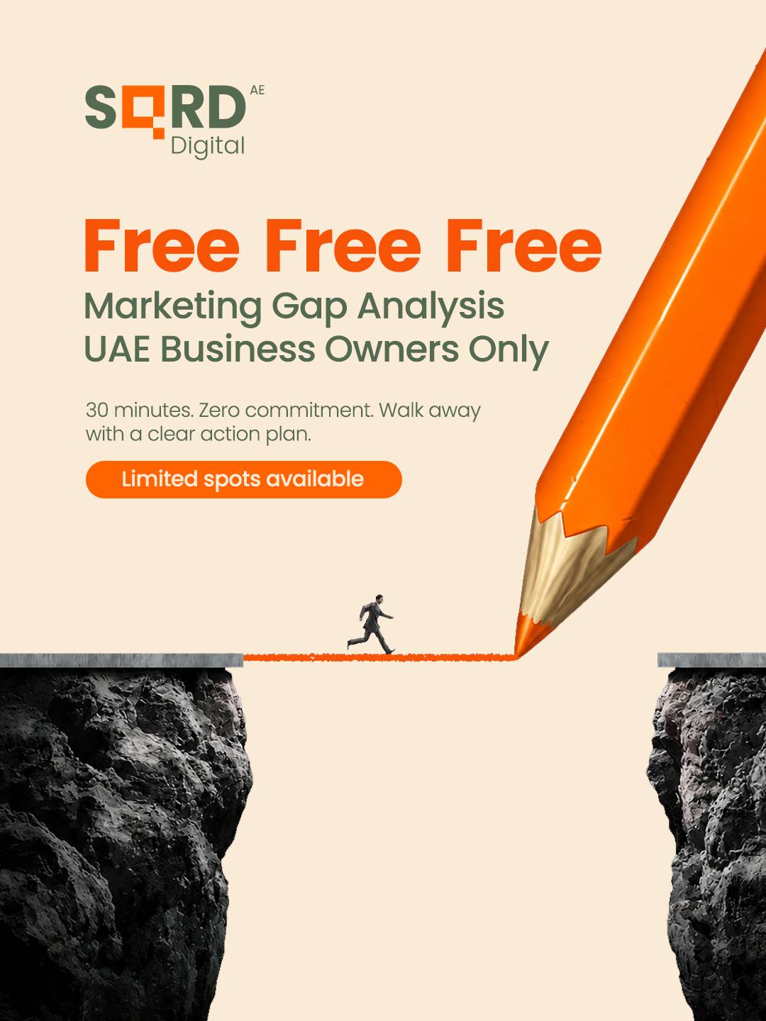 SQRD Digitalᵃᵉ Facebook ad: FREE Marketing Gap Analysis, UAE Business Owners Only.
