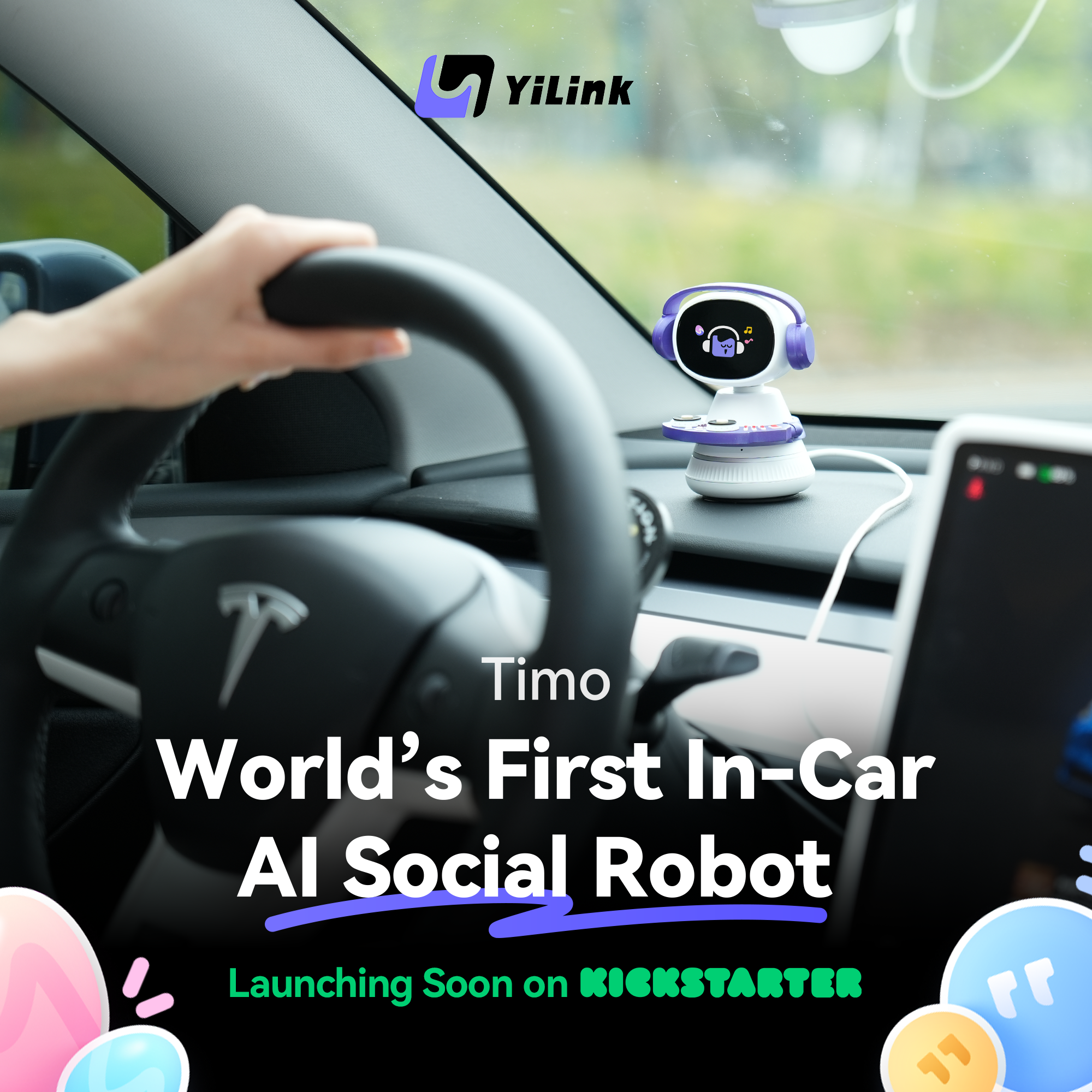 YiLink Facebook ad: Drive, Connect, and Discover with Timo
