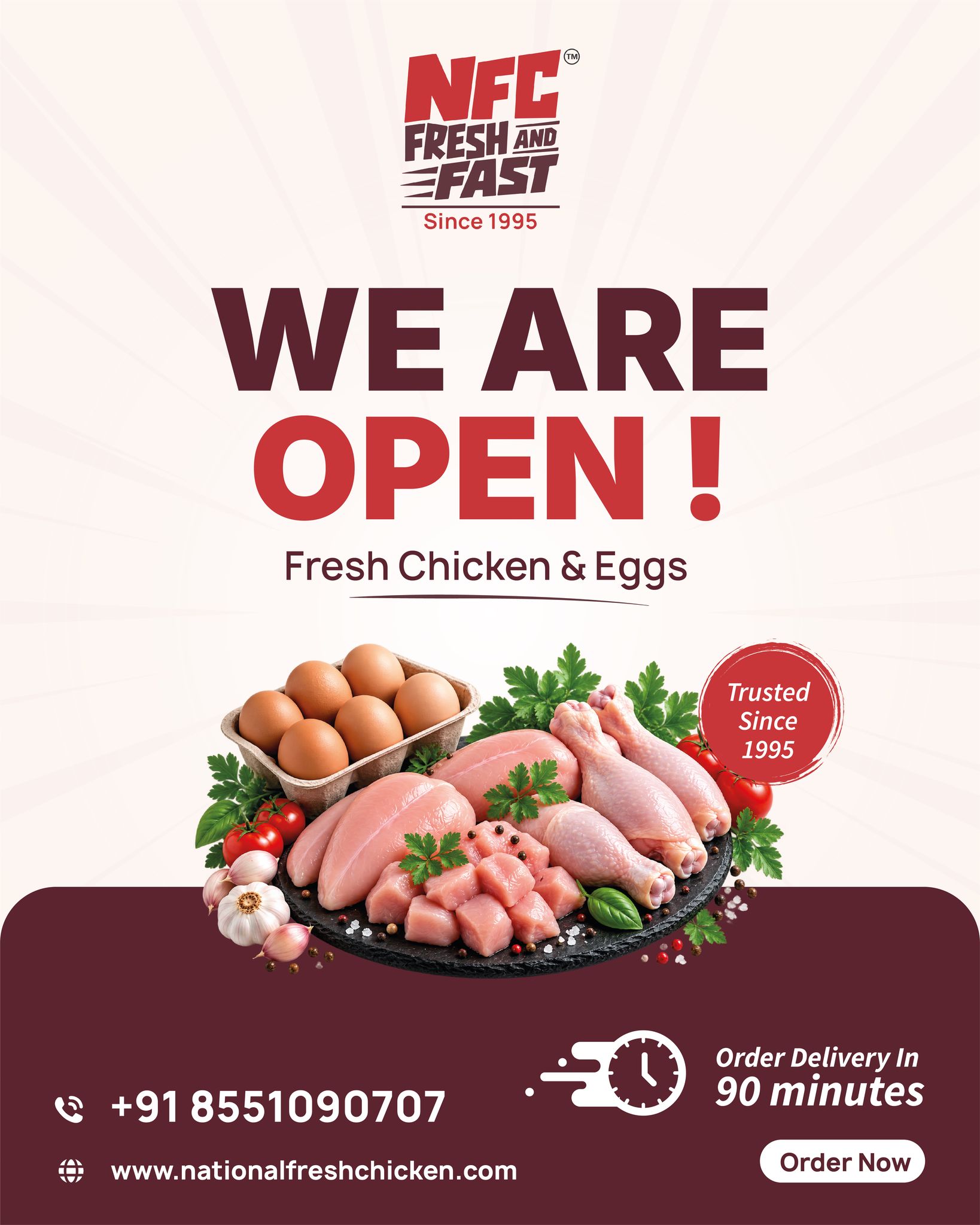 National Fresh Chicken Facebook ad: Freshness is just a call away!