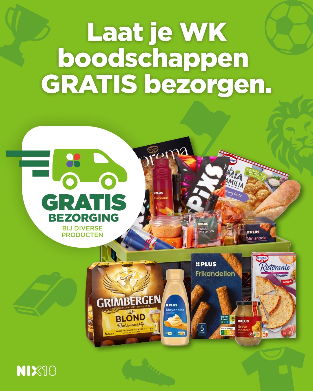 PLUS Supermarkt Facebook ad: Gratis bezorging of ophalen | PLUS