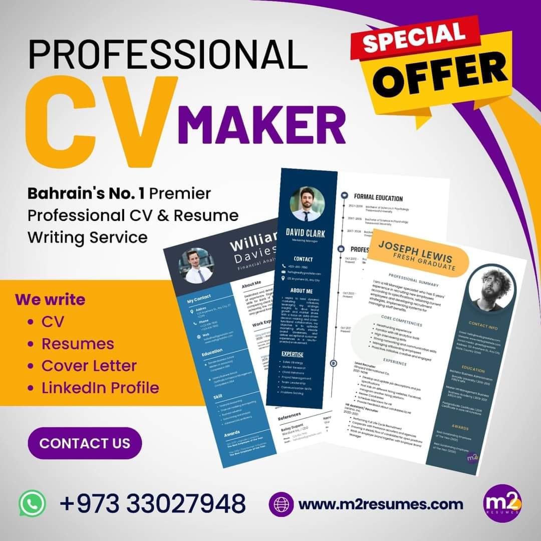 M2 Resumes Facebook ad: TOP CV WRITING SERVICE IN BAHRAIN