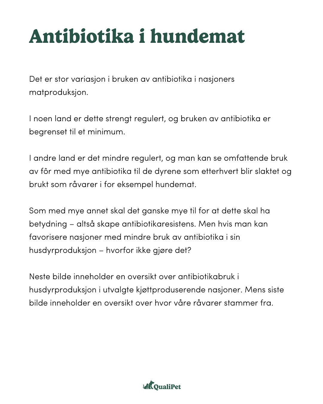 QualiPet.no Facebook ad: Antibiotika i hundemat