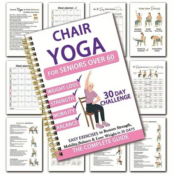 Fertilvrsus Facebook ad: 30-Day Chair Yoga Weight Loss Spiral Notebook & Exercise…