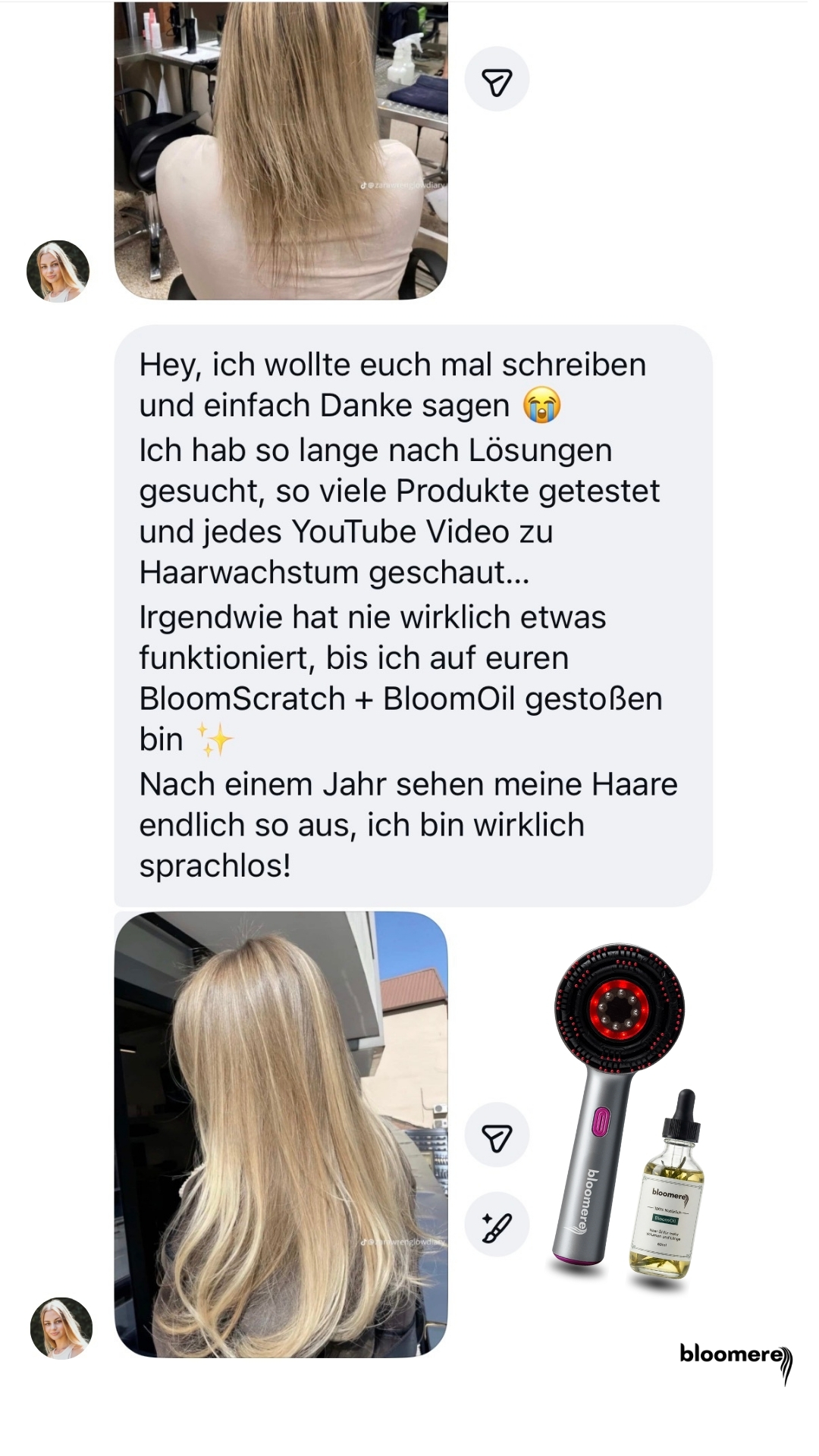 Bloomere.de Facebook ad: 120.000+ glückliche Kunden