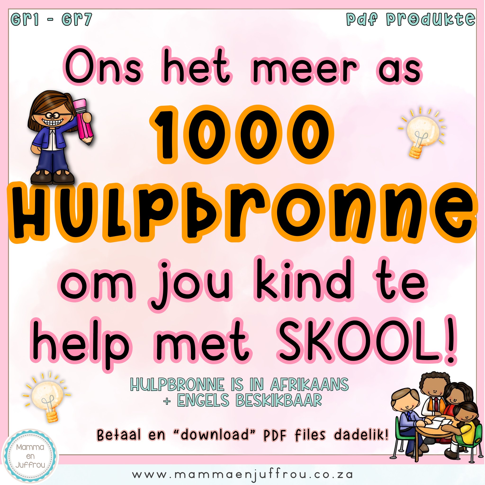 Mamma en Juffrou - Skoolwerk Facebook ad: Ekstra hulp vir SKOOL beskikbaar!