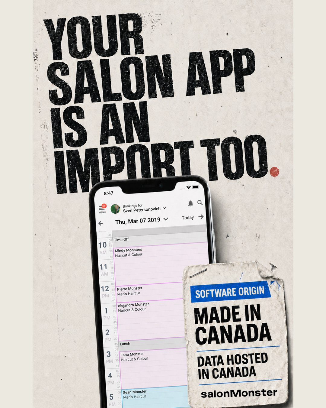 salonMonster Facebook ad: Check the label on your salon app.