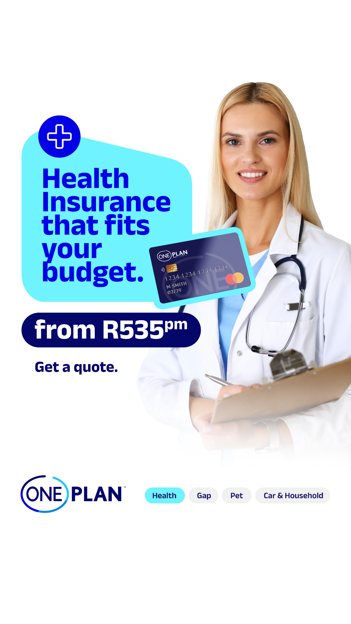 Oneplan Health Insurance Facebook ad: Get Medical Cover from only R535pm