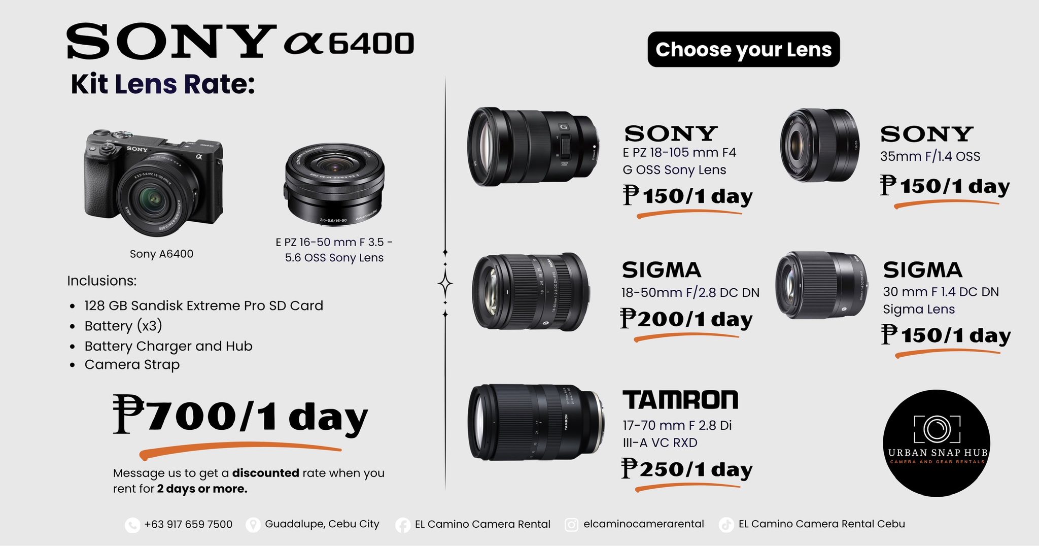 Urban Snap Hub Camera and Gear Rentals Facebook ad: Our Camera & Gear Rental Lineup Just Got…