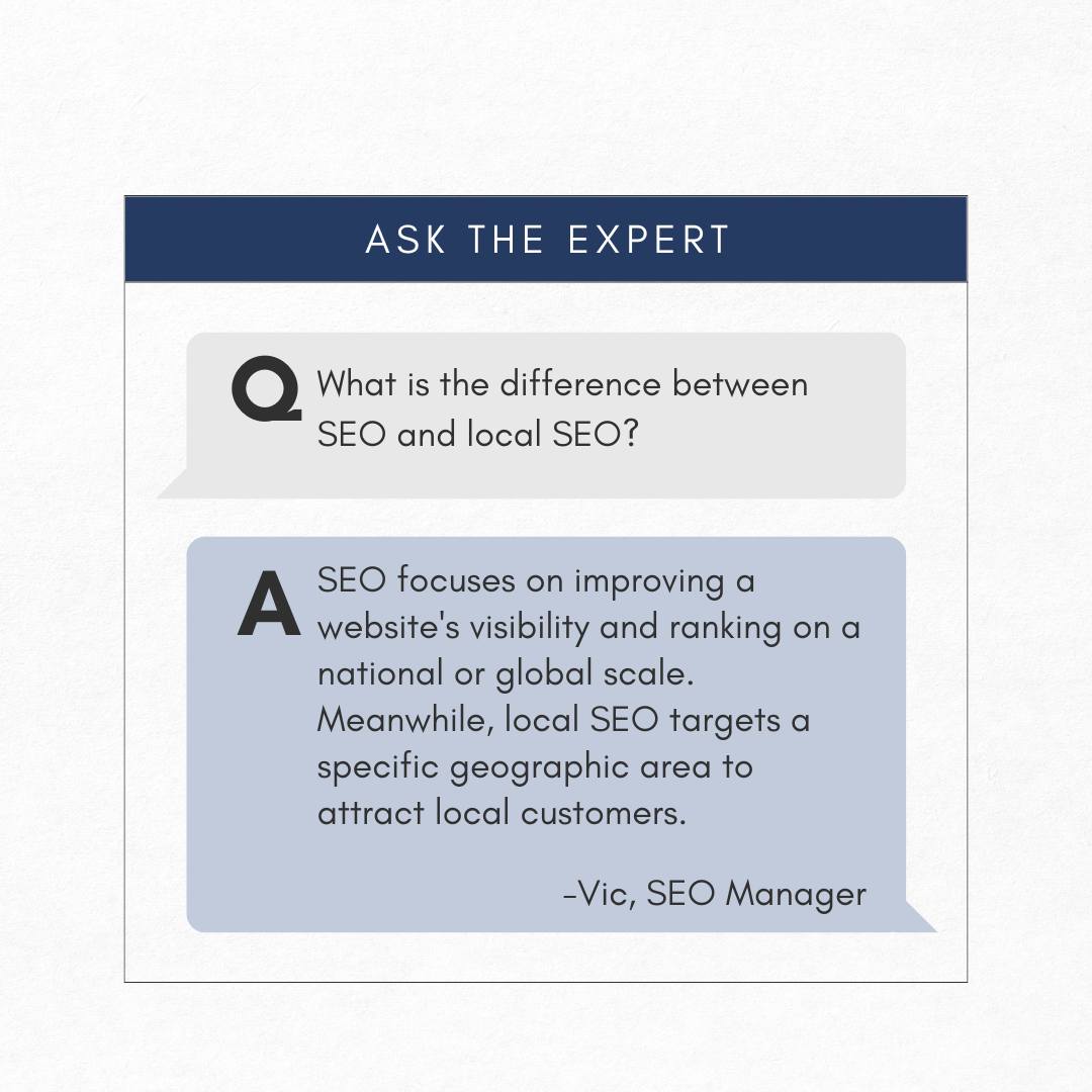 Inspire KBB Facebook ad: Q: What is the difference between SEO and…