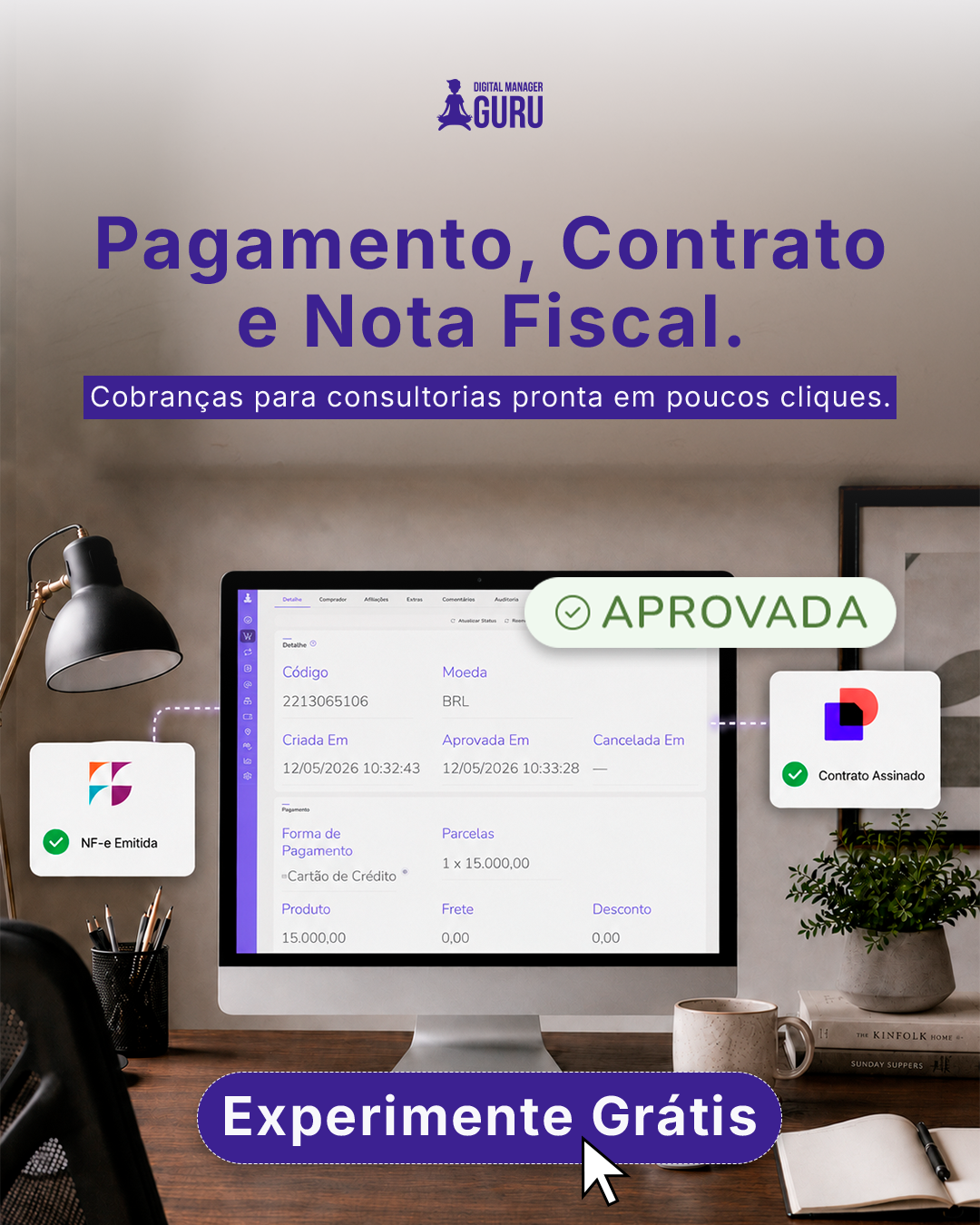 Digital Manager Guru Facebook ad: Pagou, Assinou, Faturou
