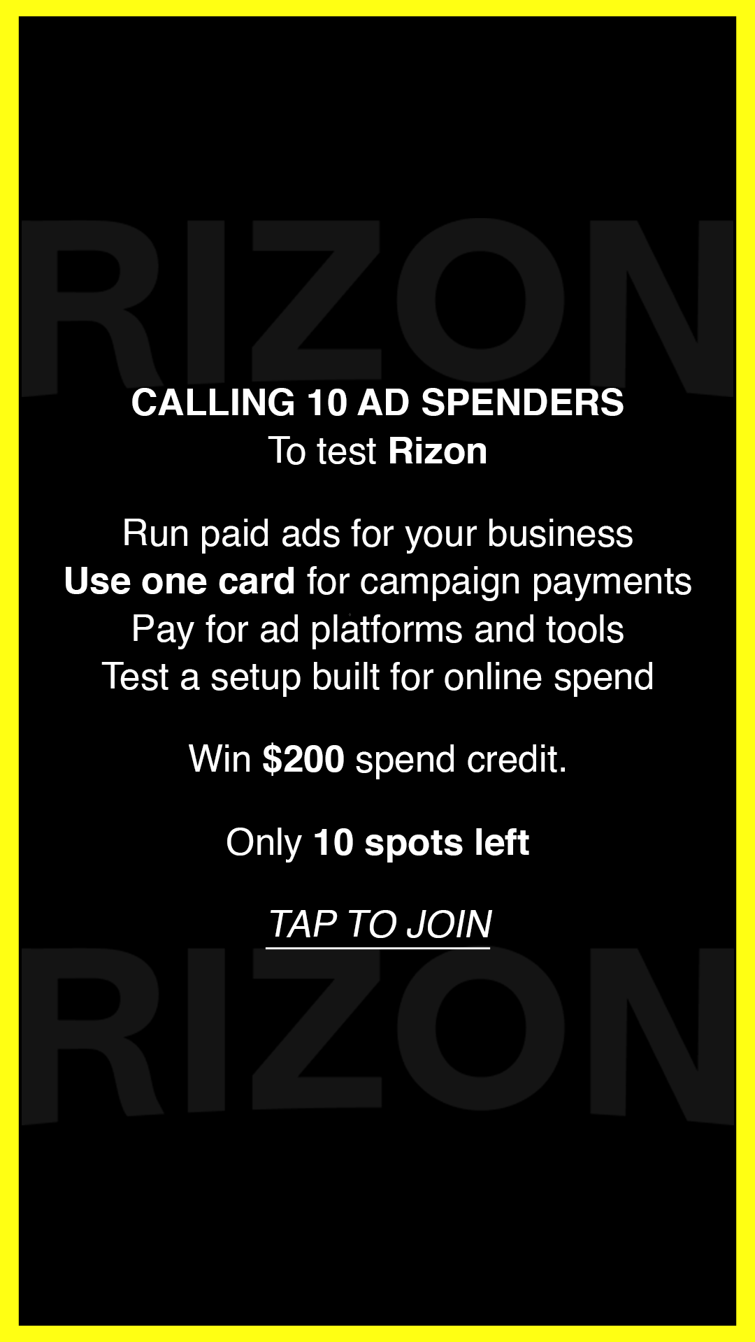 Rizon Facebook ad