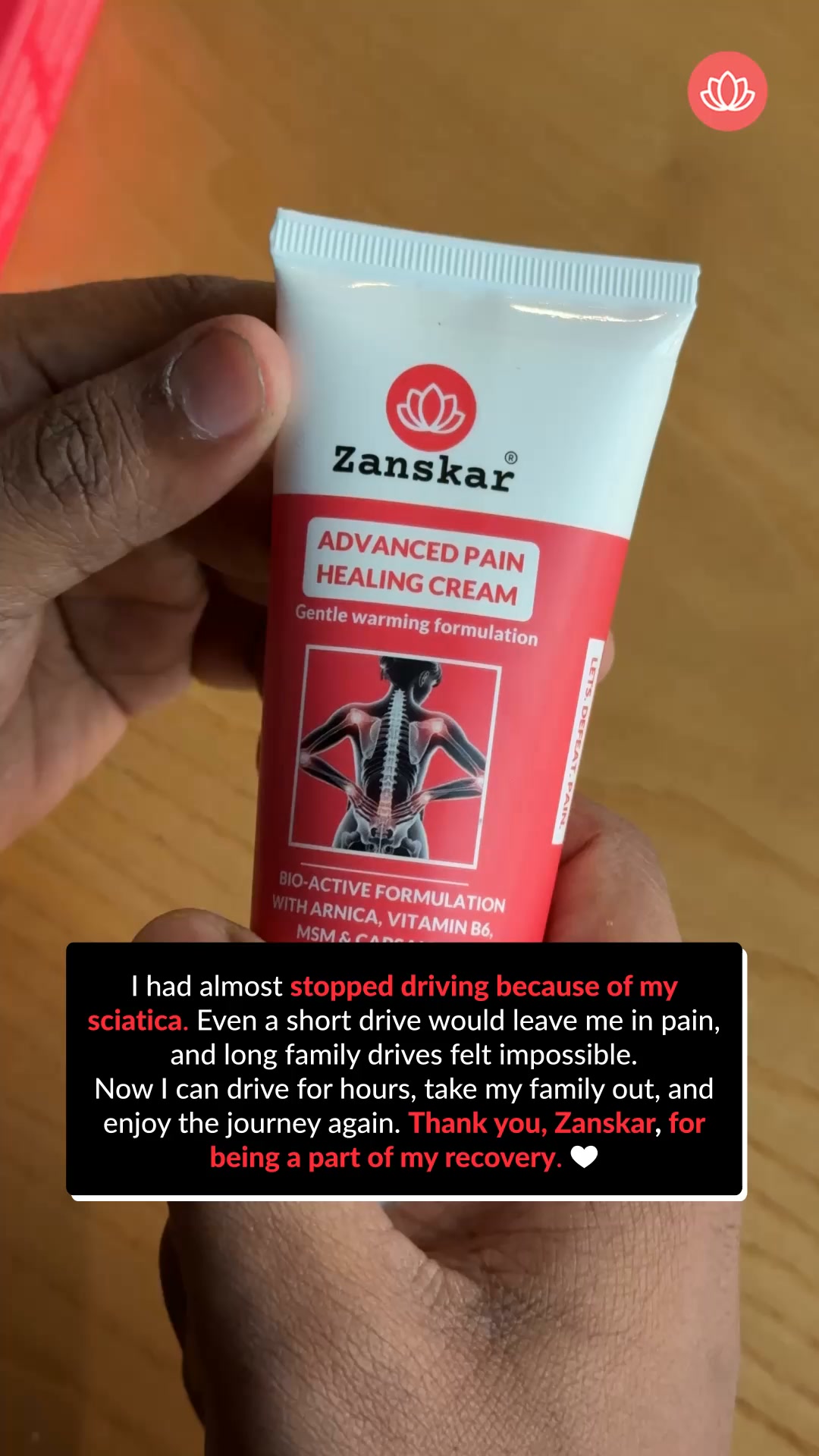 Zanskar: Muscle & Joint Relief Facebook ad: 6X Deeper Relief for Sciatica Pain