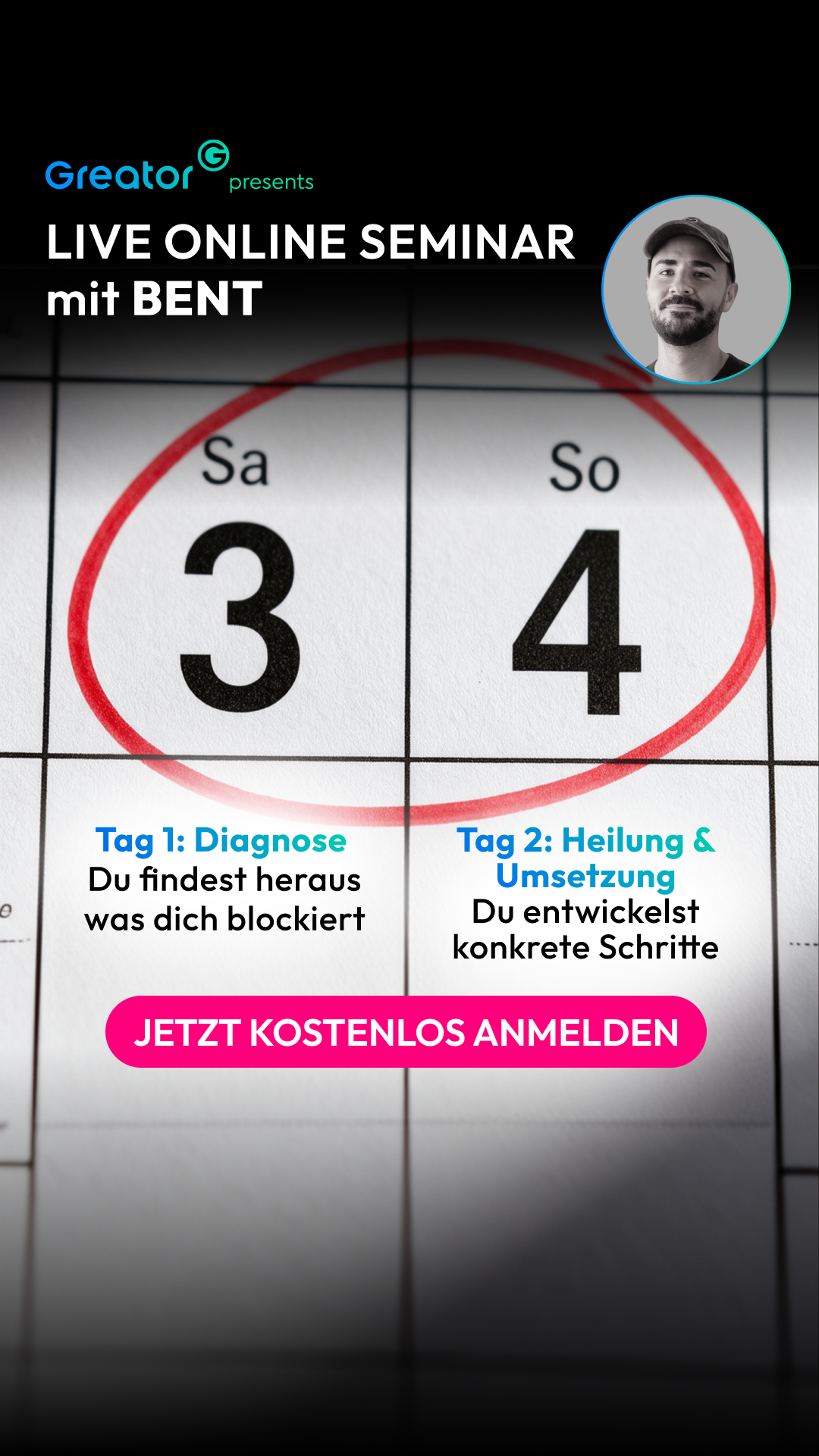 Greator Facebook ad: Zwei Tage für Klarheit im Kopf