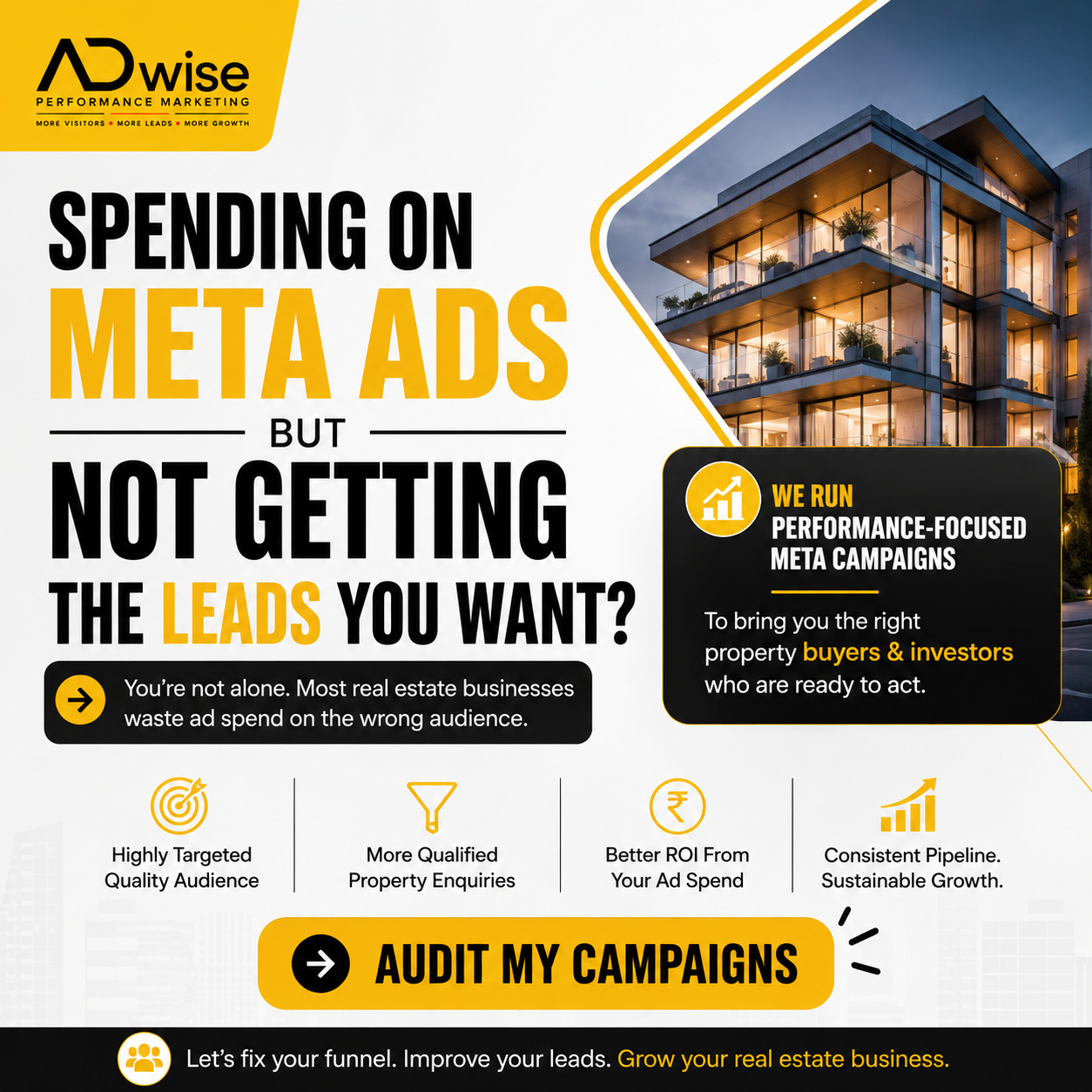 AdWise Performace Marketing Facebook ad: Claim Your Free Real Estate Meta Ad Audit