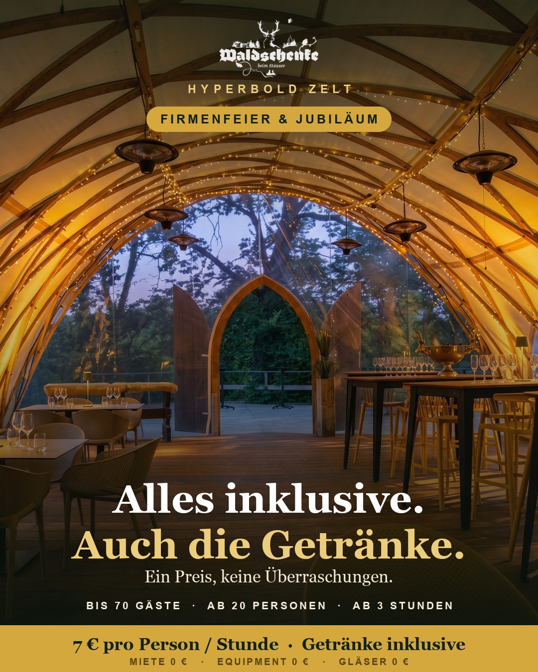 Waldschenke Schömberg Facebook ad: All-in: 7 € pro Person / Stunde