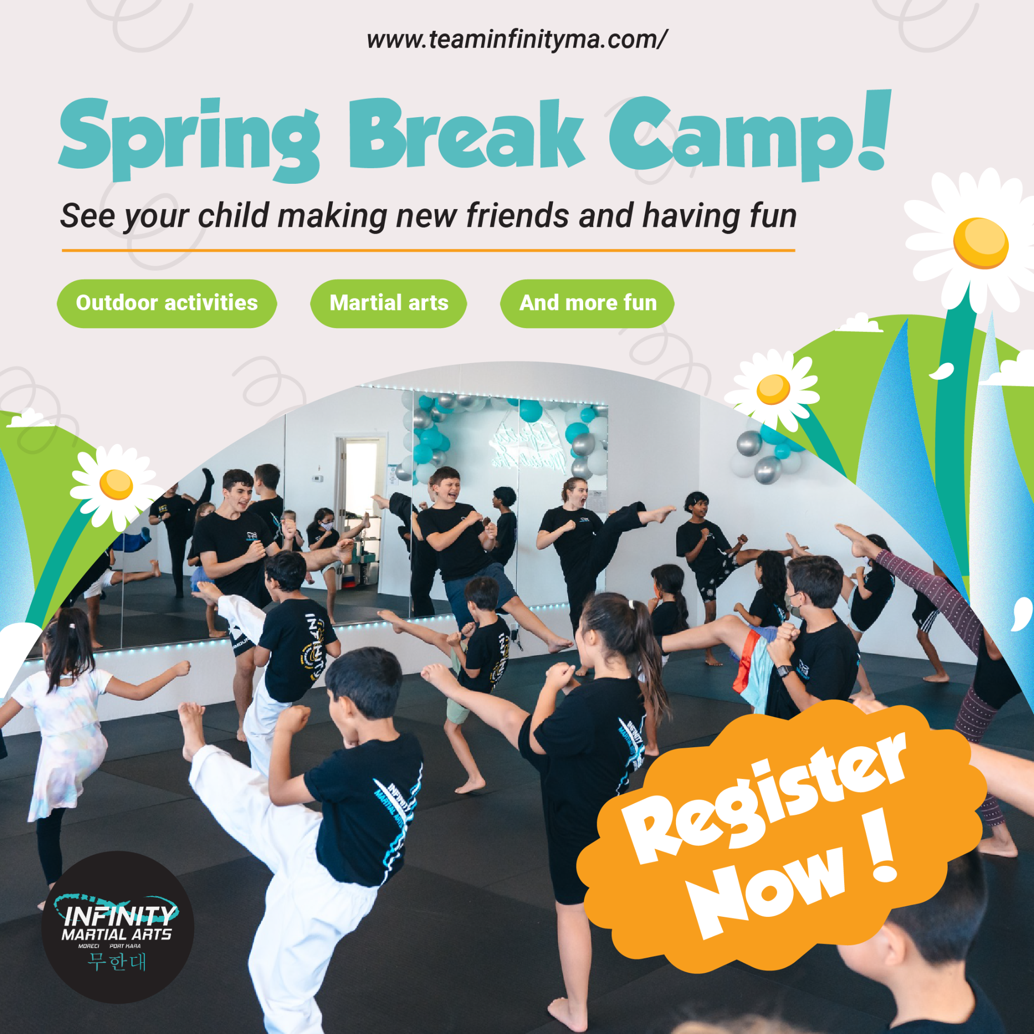 Infinity Martial Arts Facebook ad: Spring Break Camp 2026!