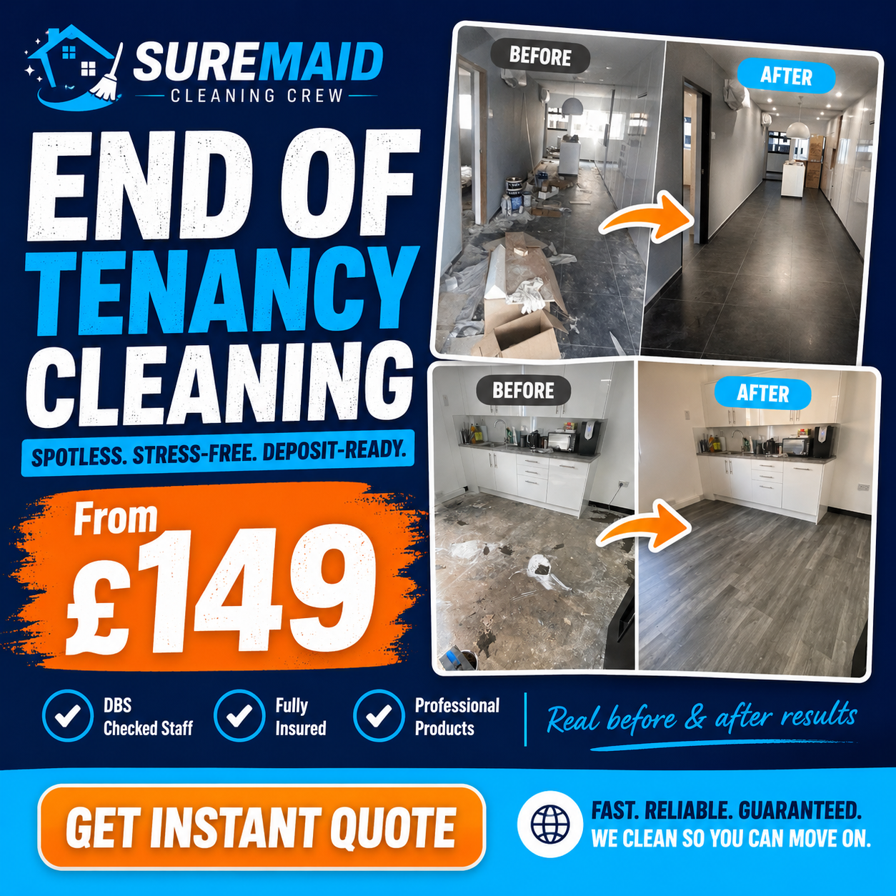 Suremaid Facebook ad: End of Tenancy Cleaning From £149