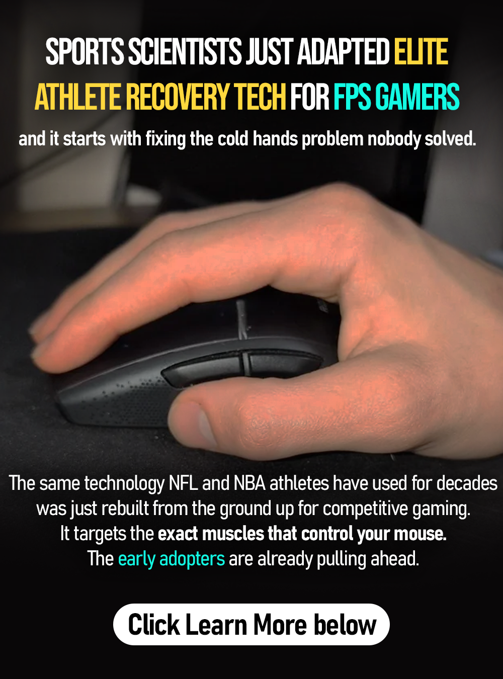 AimRest Facebook ad: Why Pro Players Never Play With Cold Hands