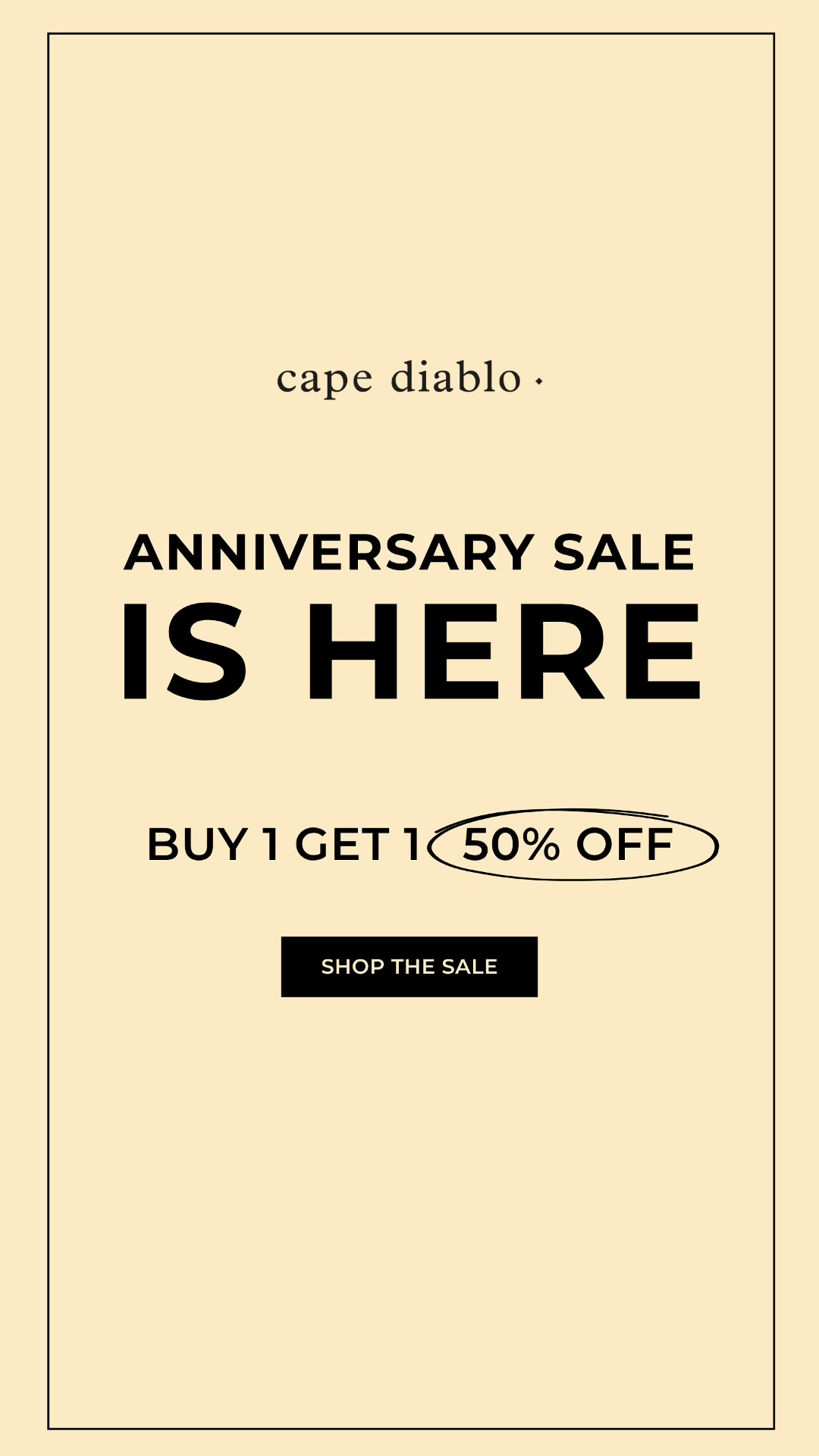 Cape Diablo Facebook ad: BUY 1, GET THE 2ND 50% OFF
