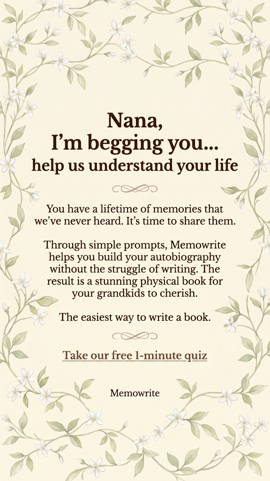 Memowrite Facebook ad