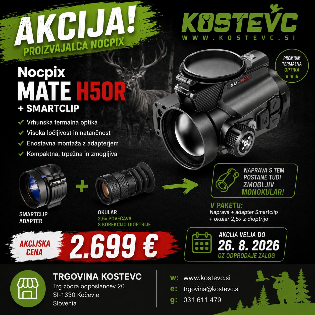 Trgovina Kostevc Facebook ad: Termovizijski clip-on nastavek Nocpix MATE H50R +…