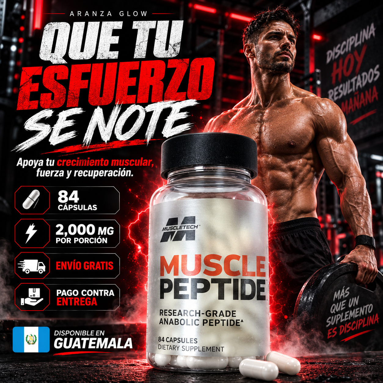 Aranza Glow Facebook ad: ¿Quieres verte más grande y fuerte?