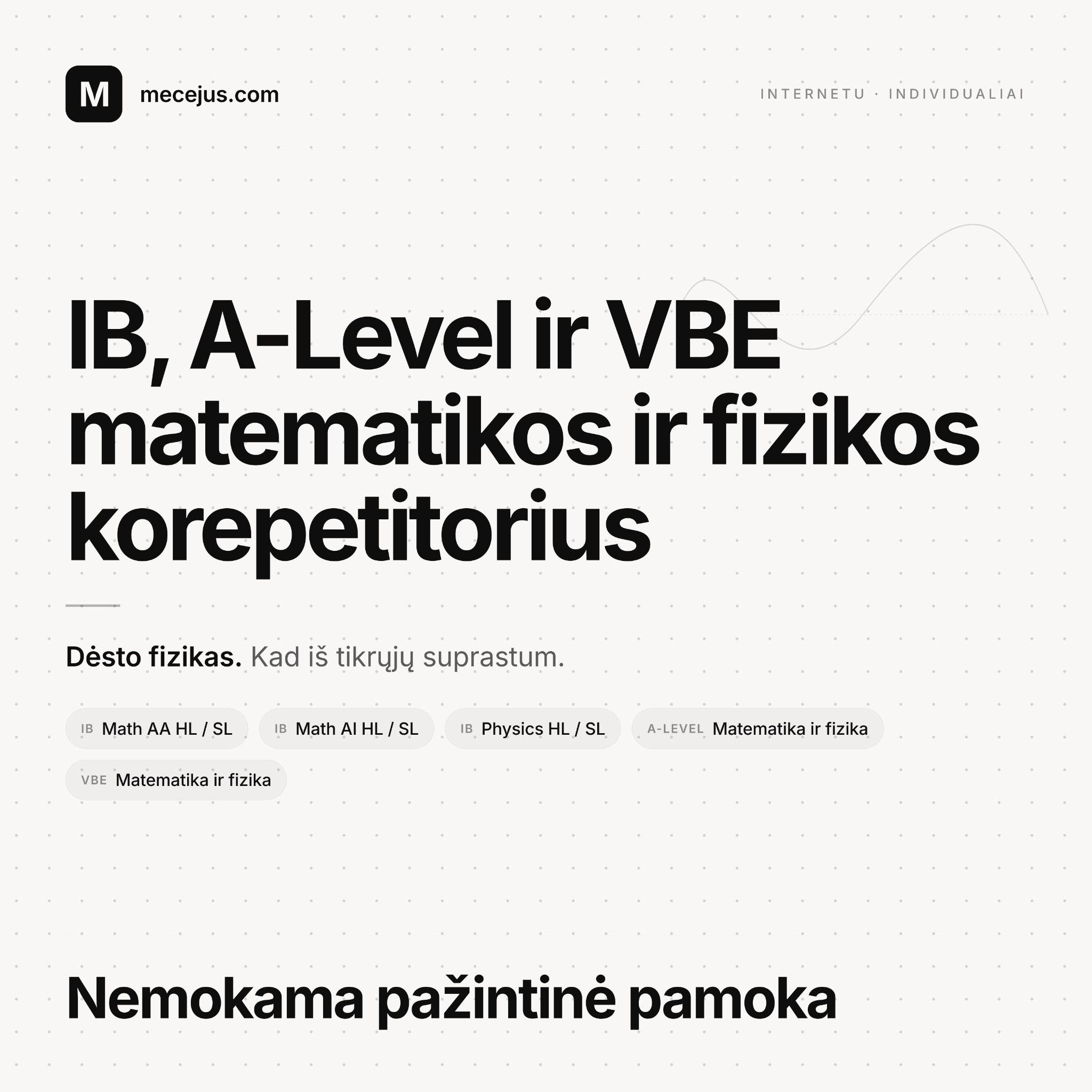 Mecejus Facebook ad: Matematikos ir fizikos korepetitorius