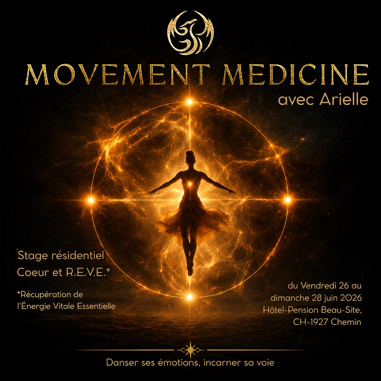 Movement Medicine with Arielle Facebook ad: Movement Medicine | Arielle Jukai | Vevey