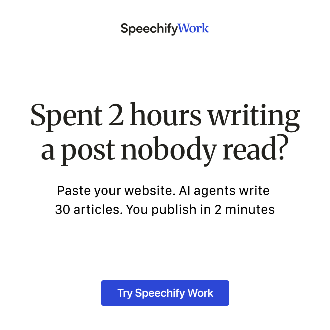 Speechify Work Facebook ad