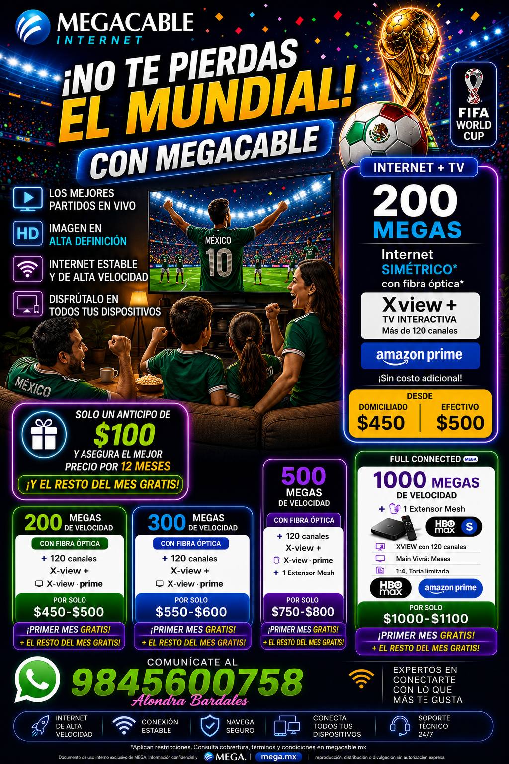 Mega Chetumal Alondra Bardales Facebook ad: Contrata con sólo $100 pesos.