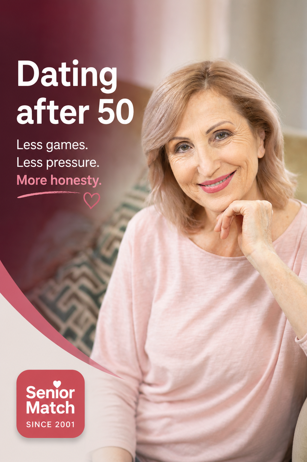 SeniorMatch.com Facebook ad: Continue your journey with real senior singles. Safe…