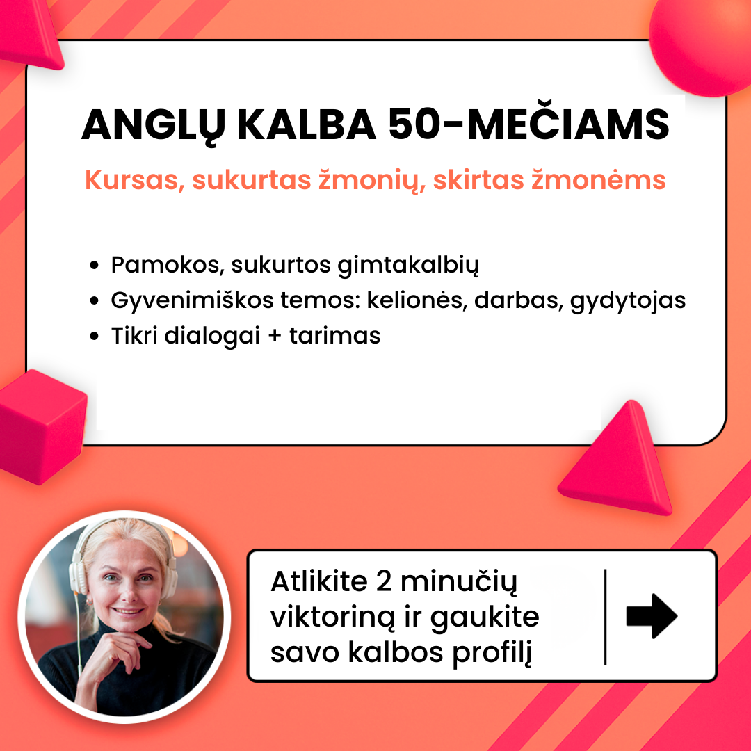 LingoPass Facebook ad: Anglų kalba suaugusiems per 30 dienų