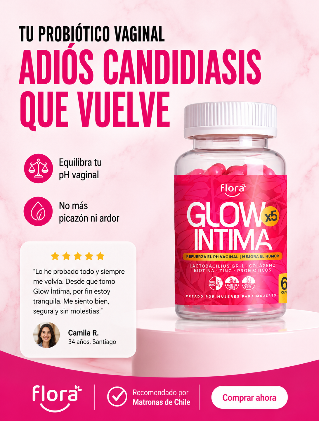Florasoulchile Facebook ad: Basta de candidiasis 20% OFF
