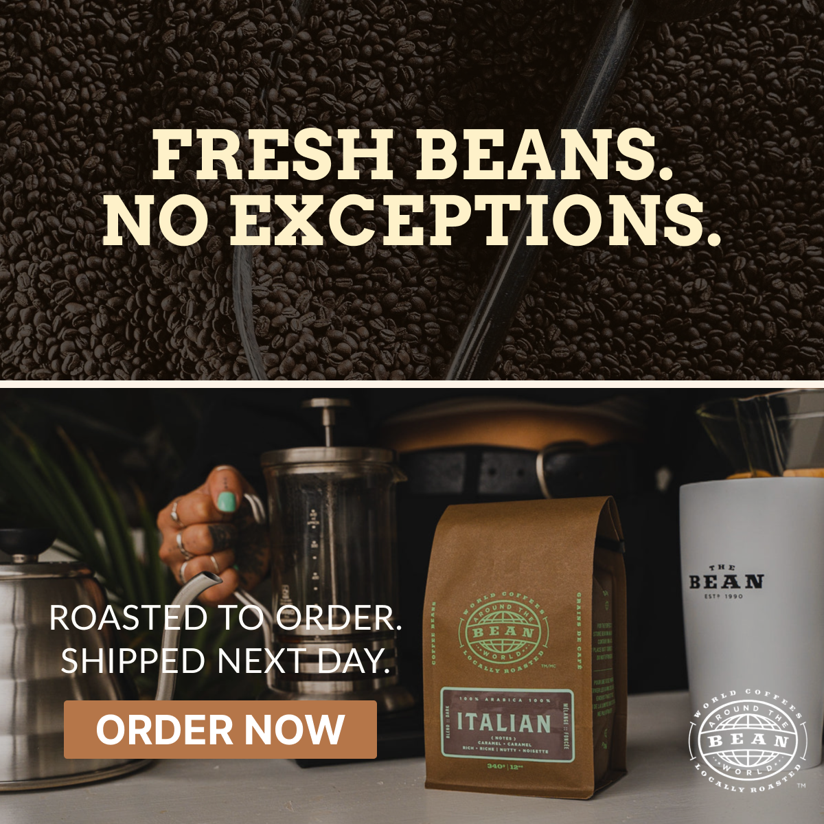 Bean Around the World Coffees Facebook ad
