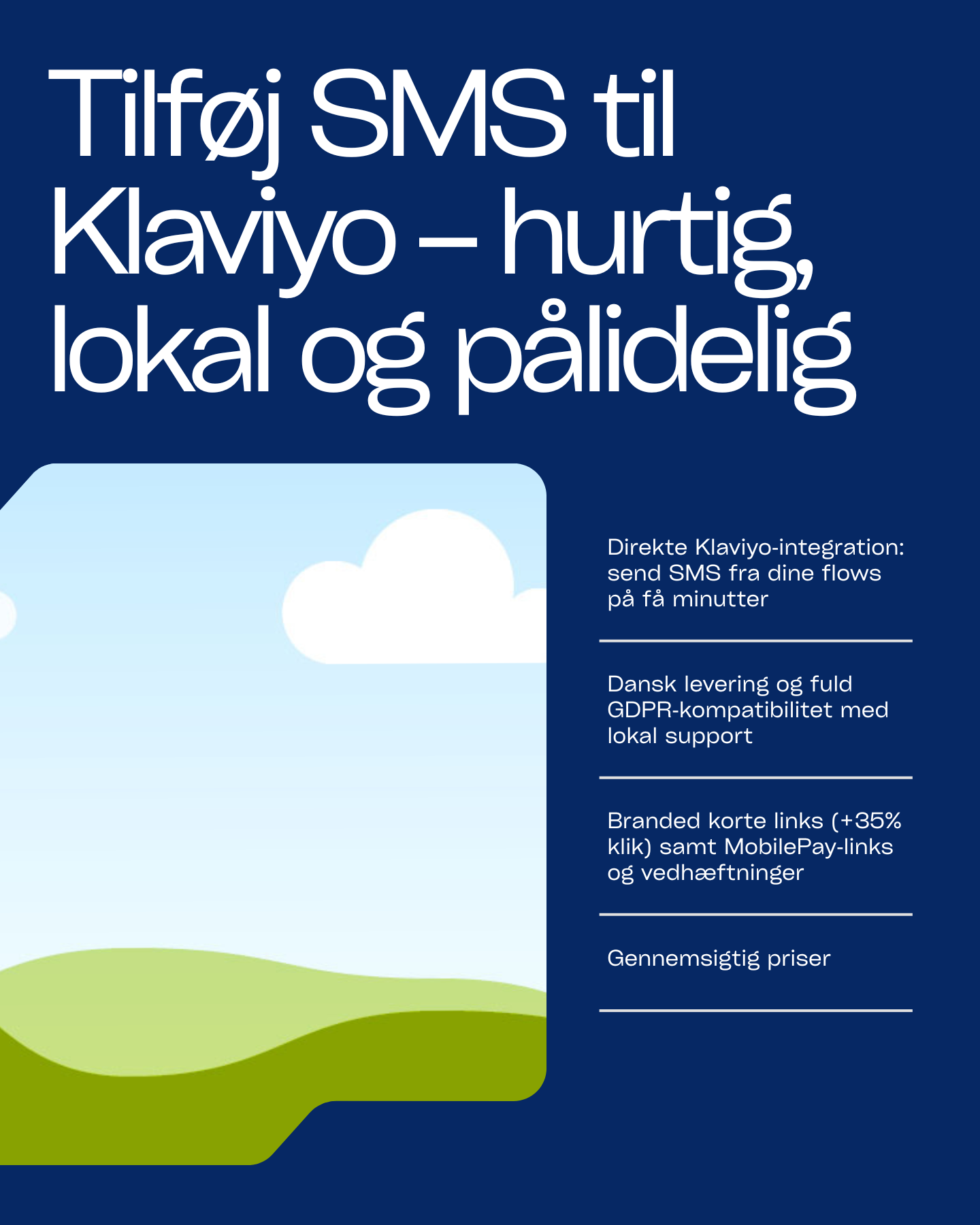 SureSMS Facebook ad: Klaviyo SMS‑integration, bedre og billigere