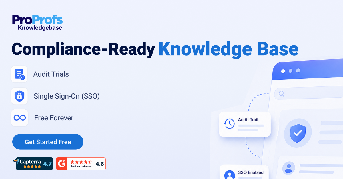 ProProfs.com Facebook ad: Audit-Ready Docs. Secure Access. Free.
