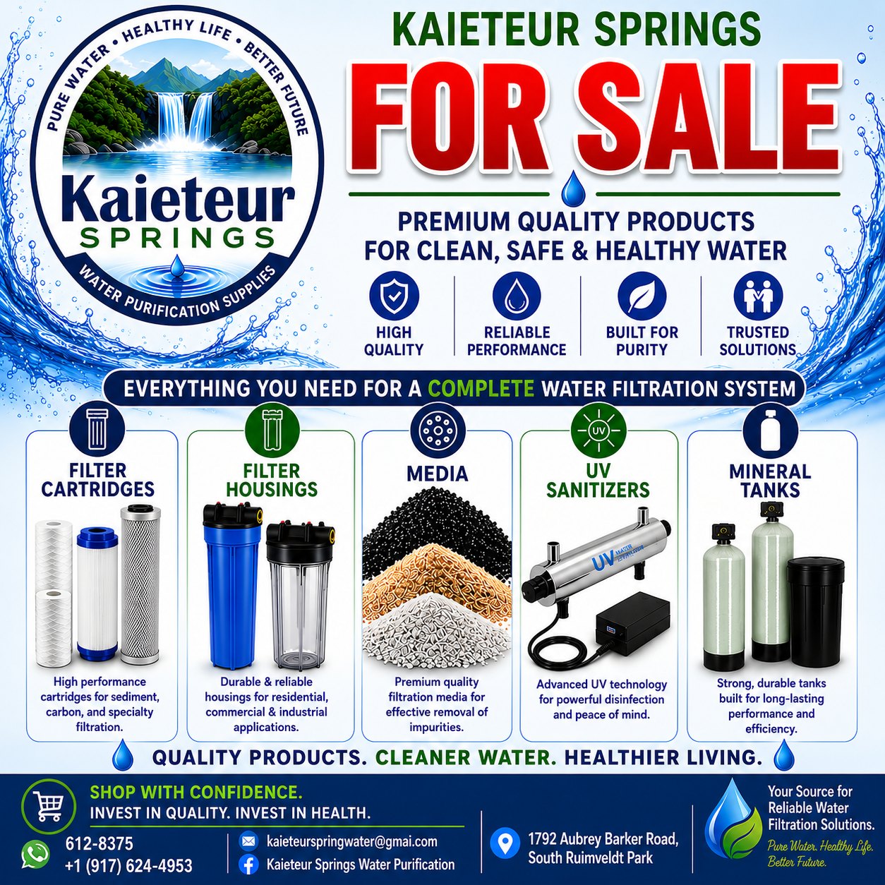 Kaieteur Springs Water Purification Facebook ad: KAIETEUR SPRINGS WATER PURIFICATION SUPPLIES
