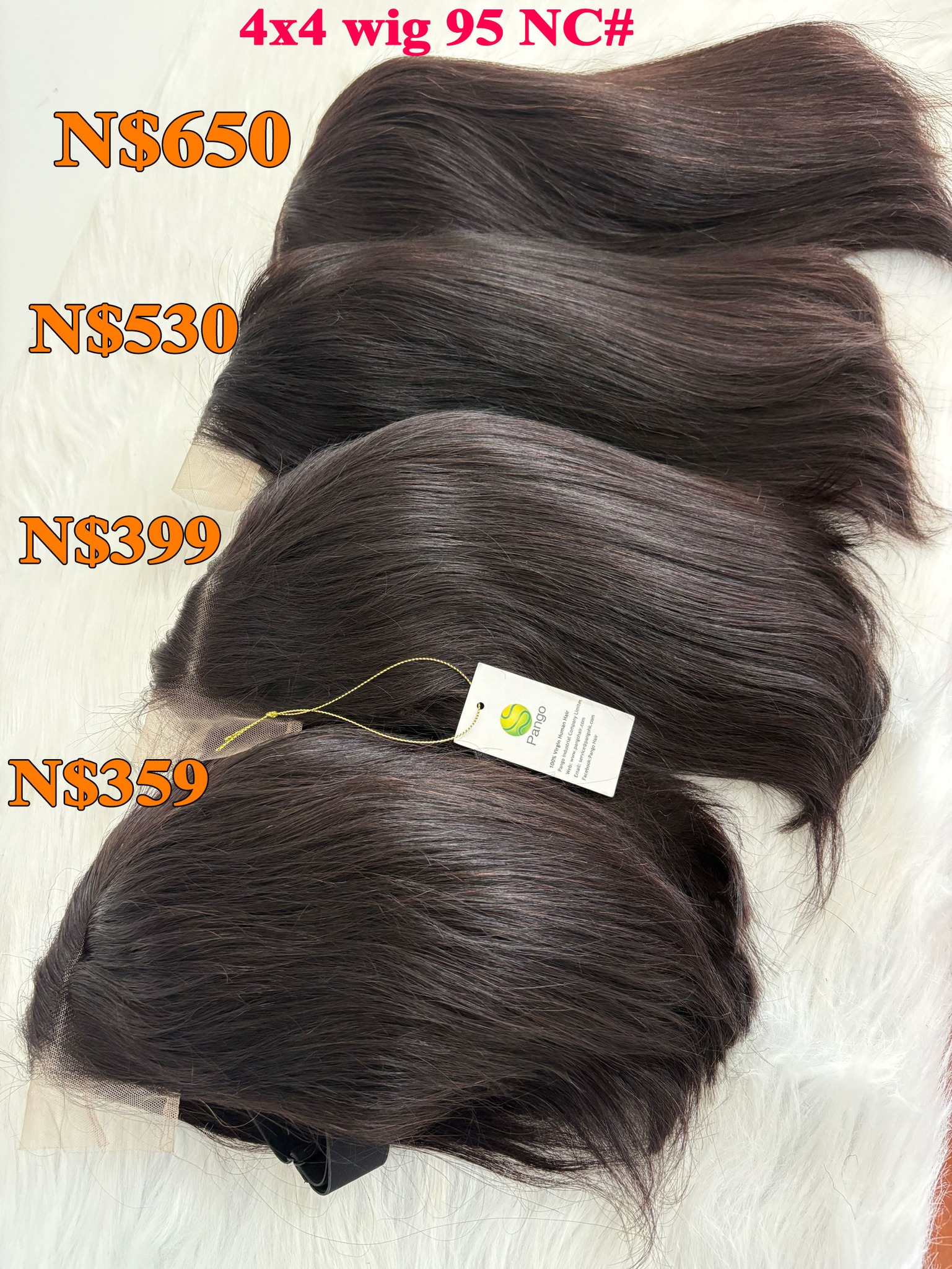 Pango Hair-Cherish Facebook ad: 4x4 glueless Bob wigs factory deals.